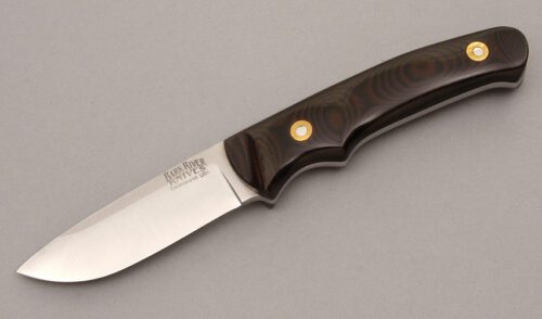 Bark River Knife & Tool Drop Point Hunter with Black & Red Linen Micarta handle material - Obverse Side - Item #KLC08592