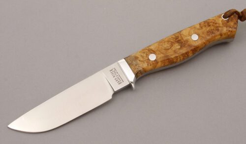 Bark River Knife & Tool Gameskeeper with Burl Wood handle material - Obverse Side - Item #KLC08610