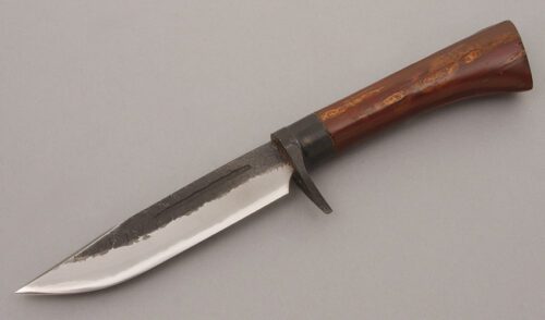 Kanetsune Knives Sakura Hunter with Cherry Tree Bark Wrapped Oak handle material - Obverse Side - Item #KLC08612
