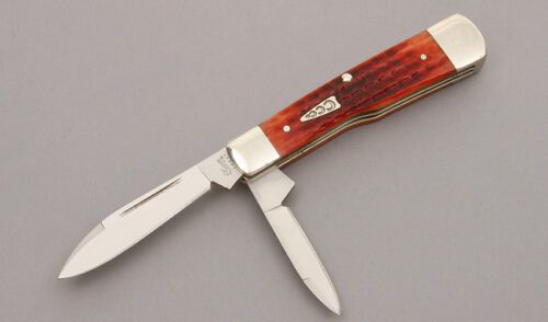 Cattaraugus Knives Model 5330 Gunstock with Red Jigged Bone handle material - Obverse Side - Item #KLC08613