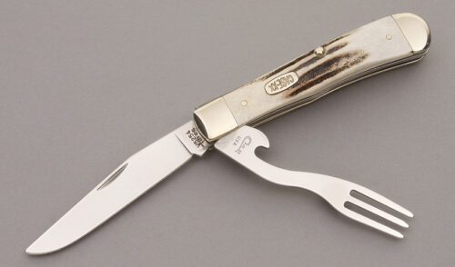 Case Cutlery Hobo Knife with Stag Handle Scales handle material - Obverse Side - Item #KLC08615