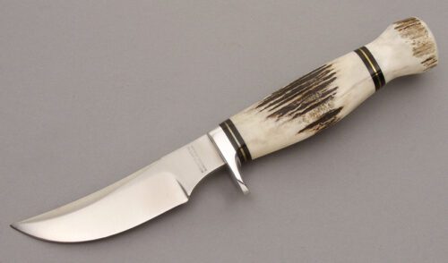 Northwoods Knives Mini Skinner with Sambar Stag handle material - Obverse Side - Item #KLC08620