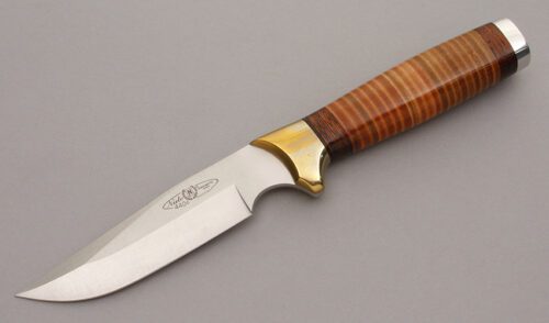 Nieto Knives Hunter with Stacked Leather handle material - Obverse Side - Item #KLC08621