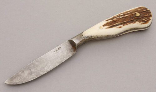 Mikah Kamer Small Hunter with Elk Horn Scales handle material - Obverse Side - Item #KLC08622