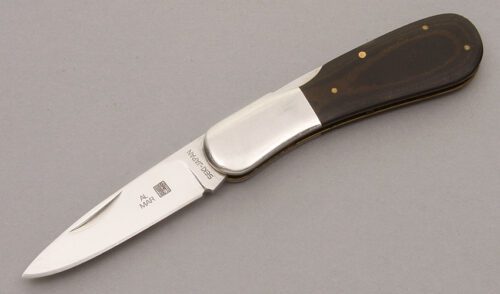 Al Mar Knives Small Midlock with Black Micarta Scales handle material - Obverse Side - Item #KLC08626