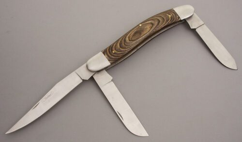 Heritage Knives Display Stockman with Wood Micarta Scales handle material - Obverse Side - Item #KLC08630