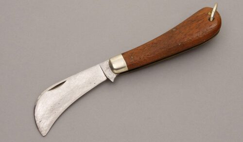 Case Cutlery Model 11011 Hawkbill with Wood Scales handle material - Obverse Side - Item #KLC08632