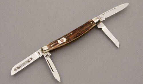 Kissing Crane Four Blade Congress with Stag Scales handle material - Obverse Side - Item #KLC08638