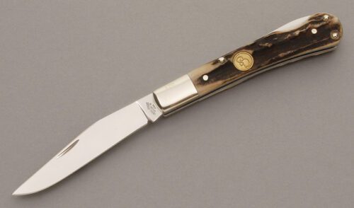 Canal Street Cutlery Pinch Lockback with Sambar Stag Scales handle material - Obverse Side - Item #KLC08657