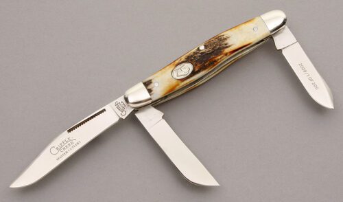 Cripple Creek 3 Blade Stockman with Stag Handle Scales handle material - Obverse Side - Item #KLC08662
