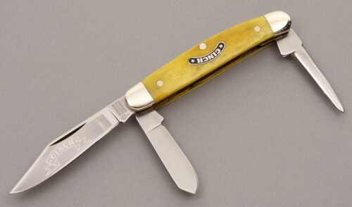 Boker Knives Cinch 3 Blade Rancher with Smooth Yellow Bone Scales handle material - Obverse Side - Item #KLC08664