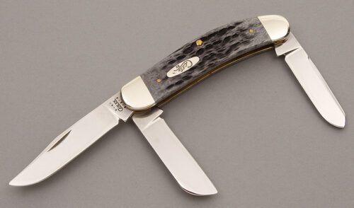Case Cutlery Tony Bose Design Sow Belly with Black Jigged Bone Scales handle material - Obverse Side - Item #KLC08666