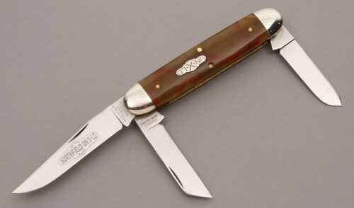 Great Eastern Cutlery 3 Blade Stockman with Carmel Apple Dip Scales handle material - Obverse Side - Item #KLC08668