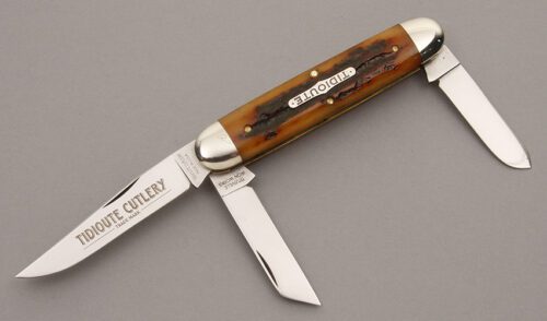 Great Eastern Cutlery 3 Blade Stockman with Brown Jigged Bone Scales handle material - Obverse Side - Item #KLC08669