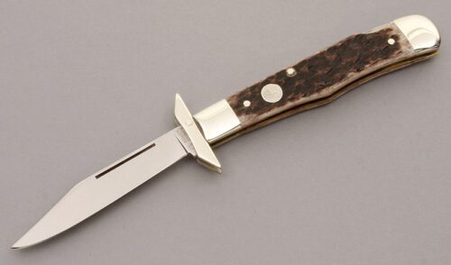 Boker Knives Swing Guard Lockback with Jigged Bone Scales handle material - Obverse Side - Item #KLC08670