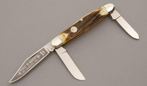 Boker Knives 3 Blade Stockman with Stag Handle Scales handle material - Obverse Side - Item #KLC08671