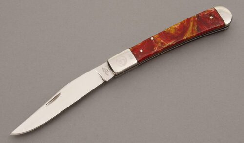 Canal Street Cutlery Half Moon Trapper with Painted Desert Mica Pearl handle material - Obverse Side - Item #KLC08679