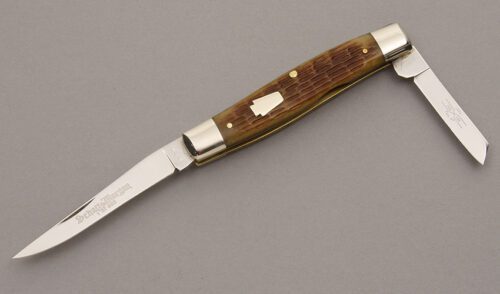 Schatt & Morgan Series XVI Serpentine Moose with Bradford Jigged Green Bone handle material - Obverse Side - Item #KLC08685