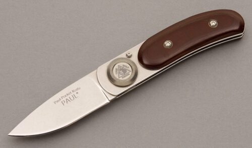 Lone Wolf Knives Paul Pocket Folder with Wine Micarta Scales handle material - Obverse Side - Item #KLC08688