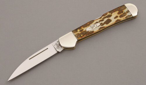 Case Cutlery Copperlock Lockback with Leopard Wood Scales handle material - Obverse Side - Item #KLC08690