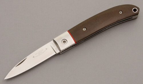 Lone Wolf Knives Loveless City Knife with Green Micarta Scales handle material - Obverse Side - Item #KLC08696
