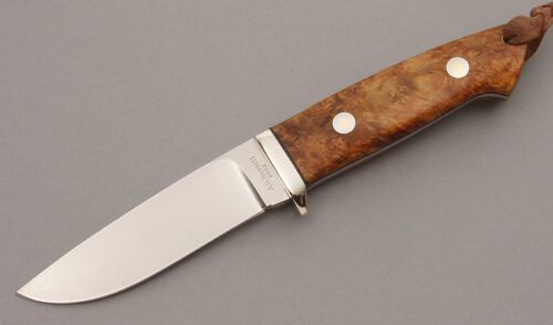 A.G. Russell Drop Point Hunter with Chinese Quince Wood Scales handle material - Obverse Side - Item #KLC08697