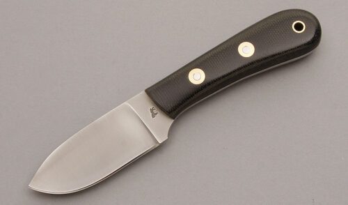 Blind Horse Knives Skinner with Polished Black Canvas Micarta handle material - Obverse Side - Item #KLC08700