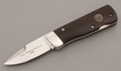 Gerber Knives Bench Mark Rolox with Cocobolo Wood Scales handle material - Obverse Side - Item #KLC08705