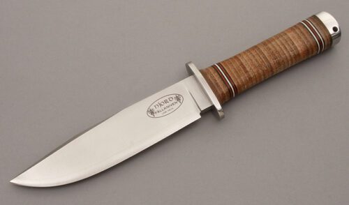 Fallkniven Knives NL3 Njord Bowie with Stacked Leather Handle handle material - Obverse Side - Item #KLC08708