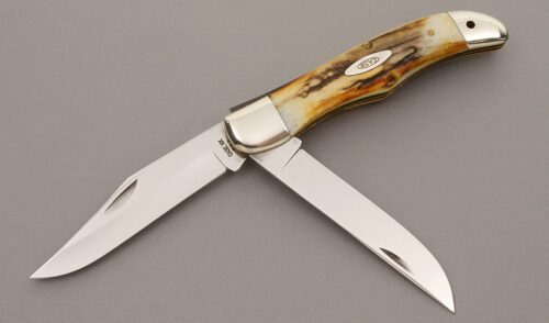 Case Cutlery 5265SAB Folding Hunter with Premium Stag Handle Scales handle material - Obverse Side - Item #KLC08726