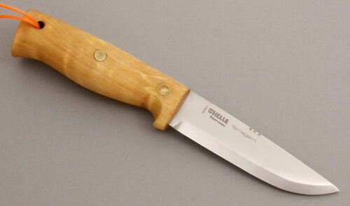 Helle Knives Temagami Camp Knife with Birch Wood Handle handle material - Obverse Side - Item #KLC08728