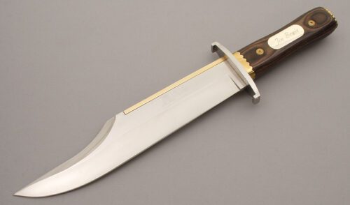 Master Cutlery Knives Jim Bowie Alamo Knife with Wood Micarta Handle handle material - Obverse Side - Item #KLC08731