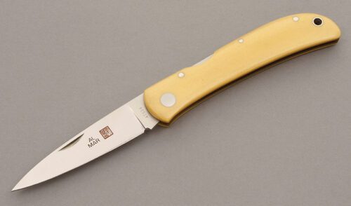 Al Mar Knives 1003-IM Falcon Mid Lock with Ivory Micarta Scales handle material - Obverse Side - Item #KLC08736