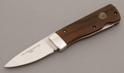 Gerber Knives Bench Mark Rolox with Cocobolo Wood Scales handle material - Obverse Side - Item #KLC08737