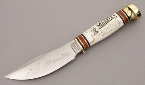 Marble's Knives Signature Series One Woodcraft with Faux Ivory handle material - Obverse Side - Item #KLC08740