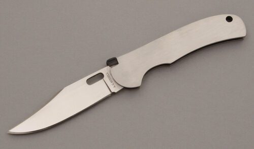 A.G. Russell K-94B One Hand Folder with Stainless Frame handle material - Obverse Side - Item #KLC08743