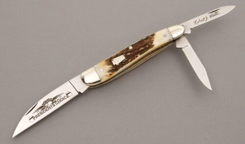 Schatt & Morgan President's Choice Whittler with Sambar Stag Scales handle material - Obverse Side - Item #KLC08752