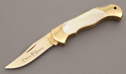 Boker Knives Lockback with Gold Lip Pearl Scales handle material - Obverse Side - Item #KLC08755