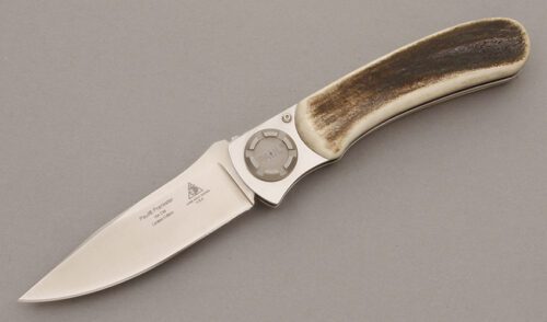 Lone Wolf Knives Paul Prankster Axial Lock with Sambar Stag handle material - Obverse Side - Item #KLC08766
