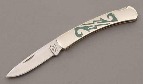 Buck/Yellowhorse 503 Lockback with Nickel Silver Frame handle material - Obverse Side - Item #KLC08788