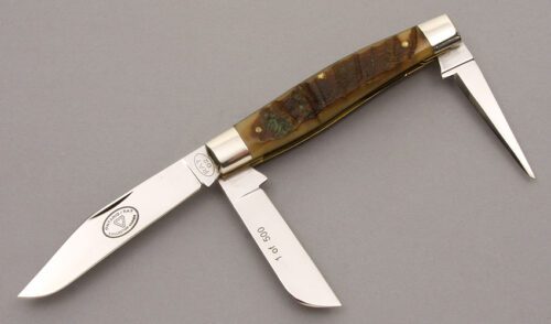 Ontario Knife Co. Cattle King Stockman with Rams Horn handle material - Obverse Side - Item #KLC08794