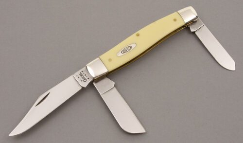 Case Cutlery Large Stockman with Yellow Delrin Scales handle material - Obverse Side - Item #KLC08796