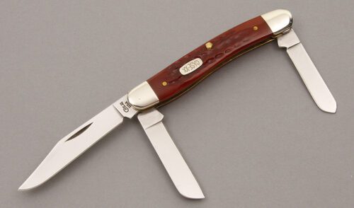 Case Cutlery 6318 Stockman with Red Jigged Bone Scales handle material - Obverse Side - Item #KLC08804