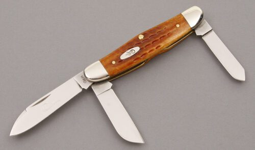 Case Cutlery 63046 Humpback Stockman with Harvest Orange Jigged Bone handle material - Obverse Side - Item #KLC08806