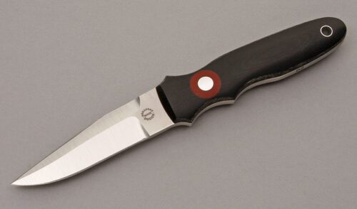 Dozier Knives Arkansas Toothpick with Black & Red Micarta handle material - Obverse Side - Item #KLC08810