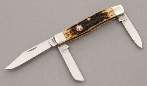 Case Cutlery Ruger 83032 SS Stockman with Burnt Honey Jigged Bone handle material - Obverse Side - Item #KLC08813