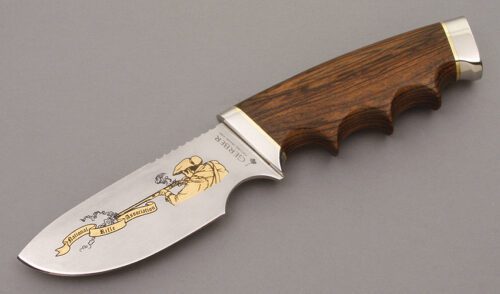 Gerber Knives Model 400 Skinner with Macassar Ebony Wood handle material - Obverse Side - Item #KLC08816
