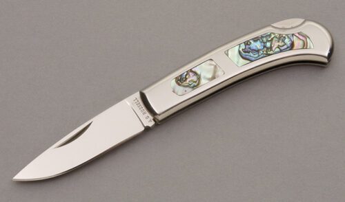 A.G. Russell Gents Lockback with Stainless Frame handle material - Obverse Side - Item #KLC08817