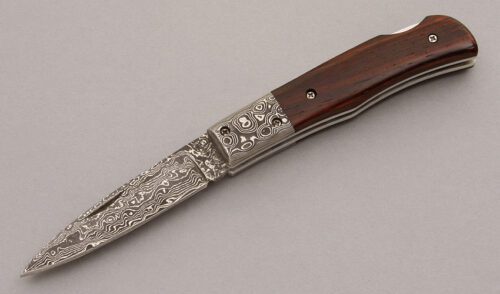 A.G. Russell Lockback with Cocobolo Wood Scales handle material - Obverse Side - Item #KLC08818