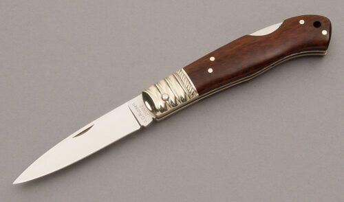 A.G. Russell Lockback with Snakewood Handle Scales handle material - Obverse Side - Item #KLC08819